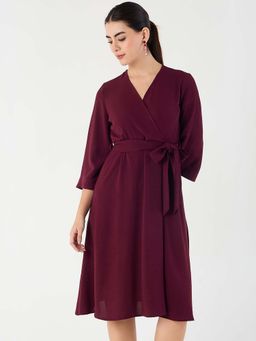 Femmella - Wine Wrap Midi Dress