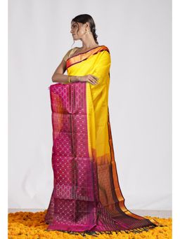 Unnati Silks - Yellow Pure Handloom Assam Silk Saree with Unstitched Blouse