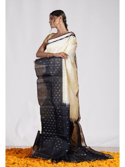 Unnati Silks - Ivory Pure Handloom Assam Silk Saree with Unstitched Blouse