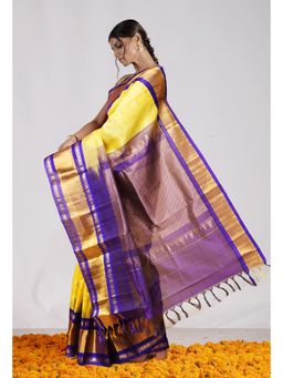 Unnati Silks - Yellow Pure Handloom Assam Silk Saree with Unstitched Blouse