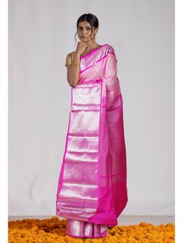 Unnati Silks - Pink Pure Handloom Assam Silk Saree with Unstitched Blouse