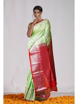 Unnati Silks - Pastel Green Handloom Fancy Assam Silk Saree with Unstitched Blouse