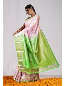 Unnati Silks - Pastel Pink Pure Handloom Fancy Assam Silk Saree with Unstitched Blouse
