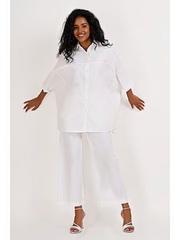 Mala Singh - Womens Pure Cotton Solid White Co-Ord Set