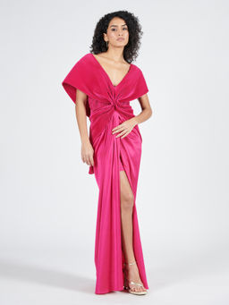 S&N by Shantnu Nikhil - Womens Jersey Sequined Pink Gown