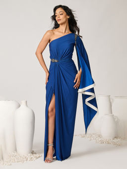 S&N by Shantnu Nikhil - Womens Jersey Printed Blue Dress