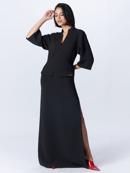 S&N by Shantnu Nikhil - Womens Crepe Solid Black Dress