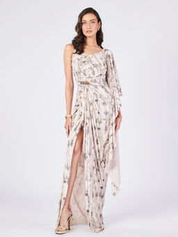 S&N by Shantnu Nikhil - Womens Jersey Printed Beige Dress