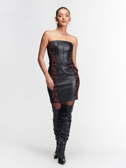 S&N by Shantnu Nikhil - Womens Crepe Typography Black Dress