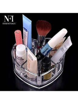 NFI Essentials - Heart Shaped Clear Acrylic Makeup Organizer 6 Compartment Cosmetic Stationery Holder
