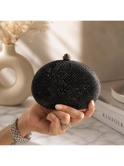 BE CHIC - Women Black Mini Crystal Clutch