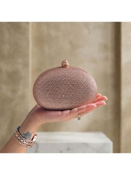 BE CHIC - Women Rose Gold Mini Crystal Clutch