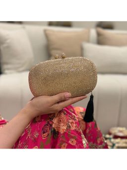 BE CHIC - Pebble Crystal Clutch R Gold
