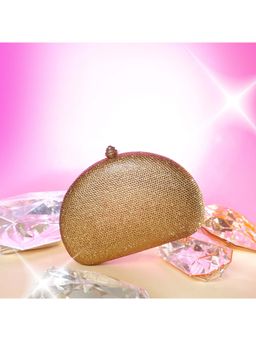 BE CHIC - Crystal Clutch Gold Semicircle