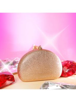 BE CHIC - Crystal Clutch Beige Semicircle Bag