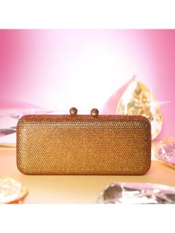BE CHIC - Gold Crystal Clutch Rectangle