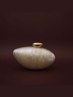BE CHIC - Acrylic Ivory Shell Clutch with Detachable Sling Ivory Bag