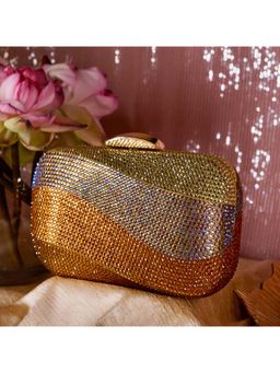 BE CHIC - Wave Crystal Clutch Mix Gold | Detachable Sling