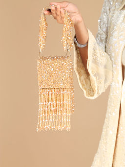 Adora By Ankita - Gold Cristal Mobile Flapper Clutches