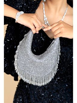 Adora By Ankita - Silver Cristal Moon Flapper Clutches