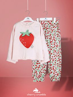 CHERRY CRUMBLE BY NITT HYMAN - Girls Multicolor Embroidered Top and Pyjama (Set of 2)
