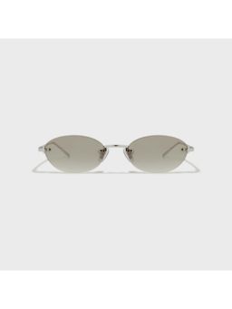 SAM AND MARSHALL - Dusk Metal Grey Frame Grey Lens Oval Rimless Sunglasses- Dusk_Ash_20275