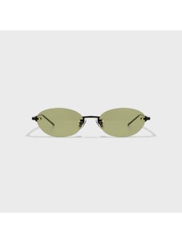 SAM AND MARSHALL - Dusk Metal Black Frame Green Lens Oval Rimless Sunglasses- Dusk_Green_20274