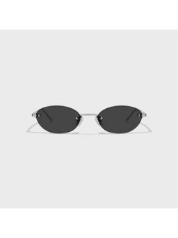 SAM AND MARSHALL - Dusk Metal Silver Frame Black Lens Oval Rimless Sunglasses- Dusk_Monochrome_20276