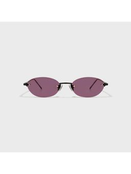 SAM AND MARSHALL - Dusk Metal Black Frame Pink Lens Oval Rimless Sunglasses- Dusk_Wine_20277