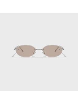 SAM AND MARSHALL - Ro Metal Grey Frame Pink Lens Oval Rimless Sunglasses- Rio_Nude_20270
