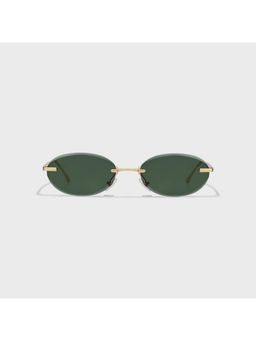 SAM AND MARSHALL - Ro Metal Gold Frame Green Lens Oval Rimless Sunglasses- Rio_Olive_20271