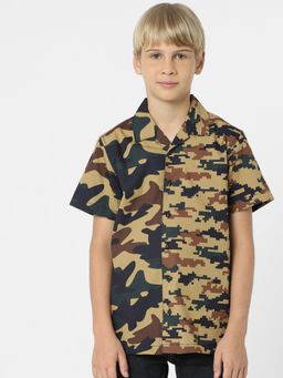 Jack & Jones Junior - BOYS Brown Camo Print Short Sleeves Shirt