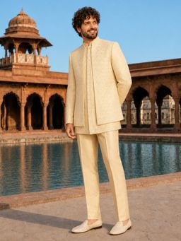 Vastramay - Men Embroidered Silk Blend Bandhgalas with Waistcoat and Pant