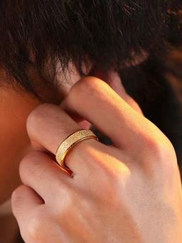 Yellow Chimes - Style Band Titanium Collection Stardust Gold Stainless Steel Ring (10)