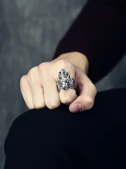 Yellow Chimes - 316 Stainless Steel Fashion Silver Lion Head Ring for Men (9)