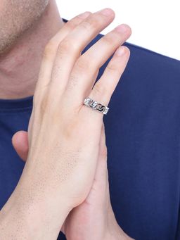 Yellow Chimes - Silver Toned Chain Designed Stainless Steel Ring for Men