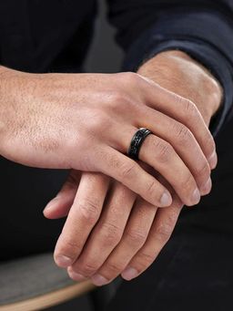 Yellow Chimes - Black Stainless Steel Men Ring (11)