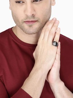 Yellow Chimes - Black Colored Stainless Steel Titanium Band Style Ring (11)