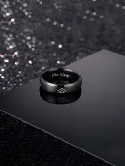 Yellow Chimes - Her King Stainless Steel Fashion Black Ring for Men (9)