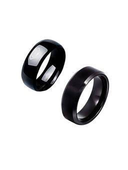 Yellow Chimes - Stainless Steel Superman Black Band Rings (Pack of 2) (8)