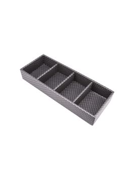 Premsons - Multi-Purpose Classic Leatherette Layer 4 Sections Jewellery Tray - Grey
