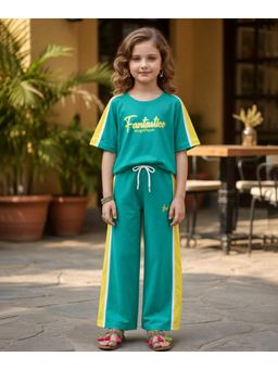 devils n angels - Girls Green “Fantastic” Printed Co-Ord Set