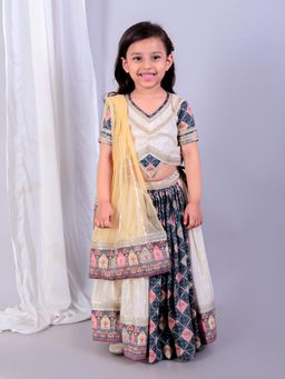 The Little Tales - Diamond Print Blouse And Lehenga With Dupatta
