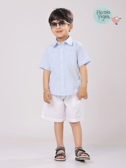 Piccolo Piglet - Stripe Shir- Blue