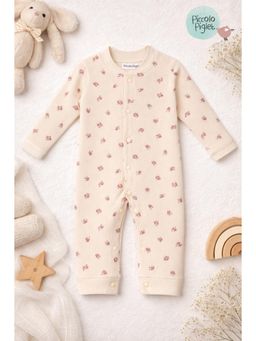 Piccolo Piglet - Floral Waffle Romper- Beige