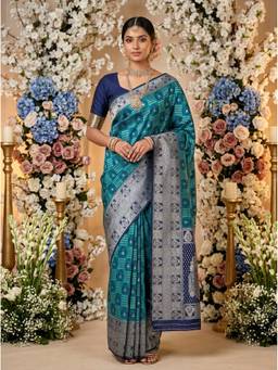 Mimosa - Turquoise Art Silk Banarasi Saree