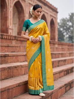 Mimosa - Yellow Art Silk Banarasi Saree