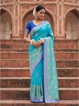 Mimosa - Turquoise Art Silk Banarasi Saree