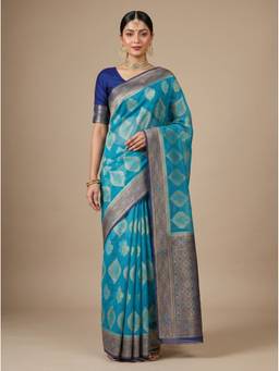 Mimosa - Turquoise Organza Banarasi Saree