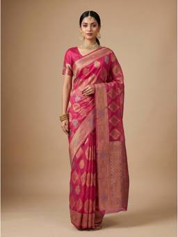 Mimosa - Pink Organza Banarasi Saree